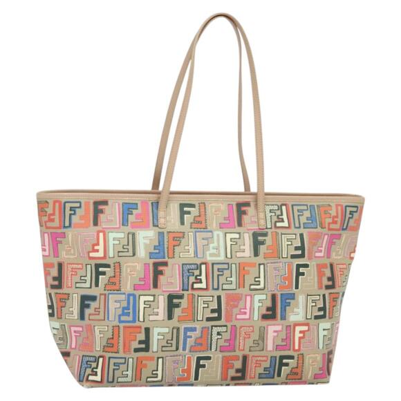 FENDI Zucca Canvas Tote Bag Pvc Multicolor Gold - Picture 1 of 12